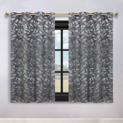 Leaves Room Darkening Washable Blackout Curtain Panels. Set of 2