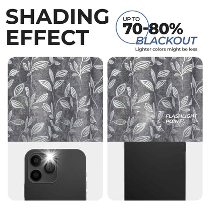 Leaves Room Darkening Washable Blackout Curtain Panels. Set of 2