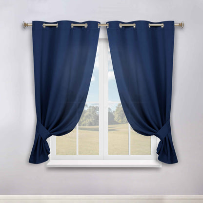 Classic Modern Solid Room Darkening Blackout Curtain Panels. Set of 2