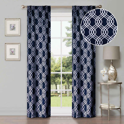 Ribbon Trellis Washable Room Darkening Blackout Curtains. Set of 2