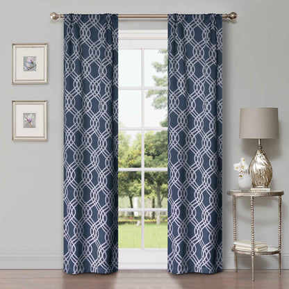 Ribbon Trellis Washable Room Darkening Blackout Curtains. Set of 2