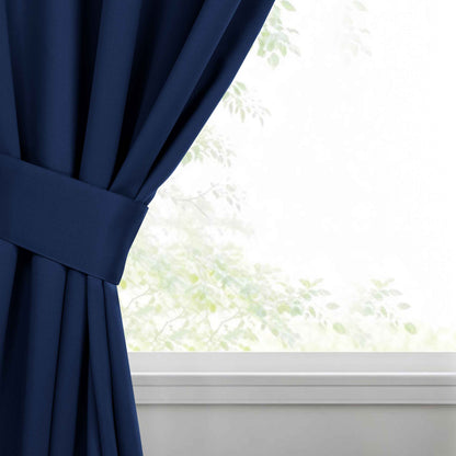 Classic Modern Solid Room Darkening Blackout Curtain Panels. Set of 2