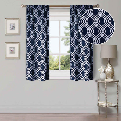 Ribbon Trellis Washable Room Darkening Blackout Curtains. Set of 2