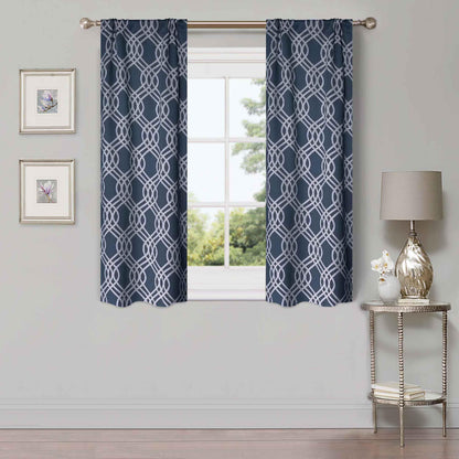 Ribbon Trellis Washable Room Darkening Blackout Curtains. Set of 2