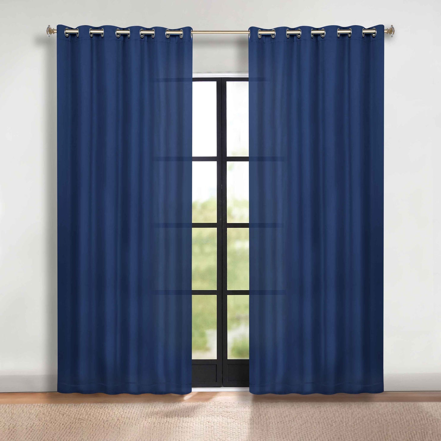 Classic Modern Solid Room Darkening Blackout Curtain Panels. Set of 2