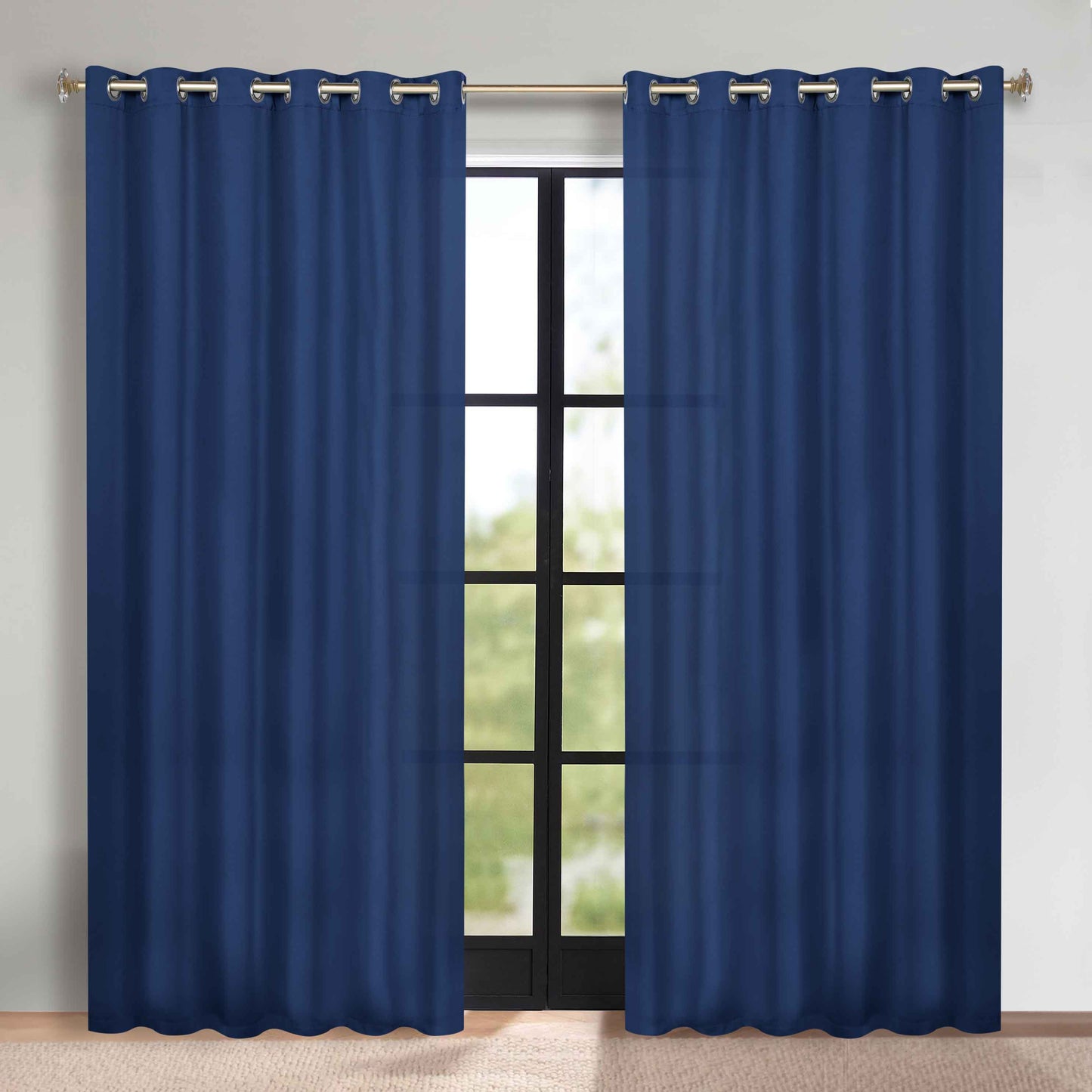 Classic Modern Solid Room Darkening Blackout Curtain Panels. Set of 2