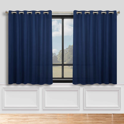 Classic Modern Solid Room Darkening Blackout Curtain Panels. Set of 2