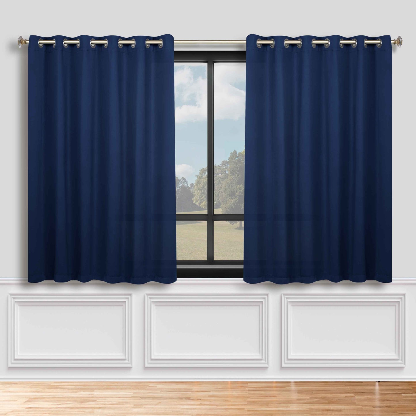 Classic Modern Solid Room Darkening Blackout Curtain Panels. Set of 2