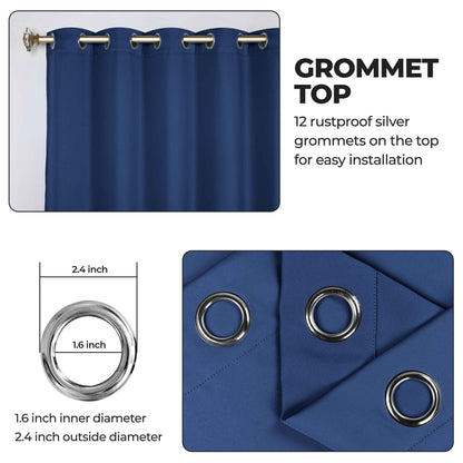 Classic Modern Solid Room Darkening Blackout Curtain Panels. Set of 2