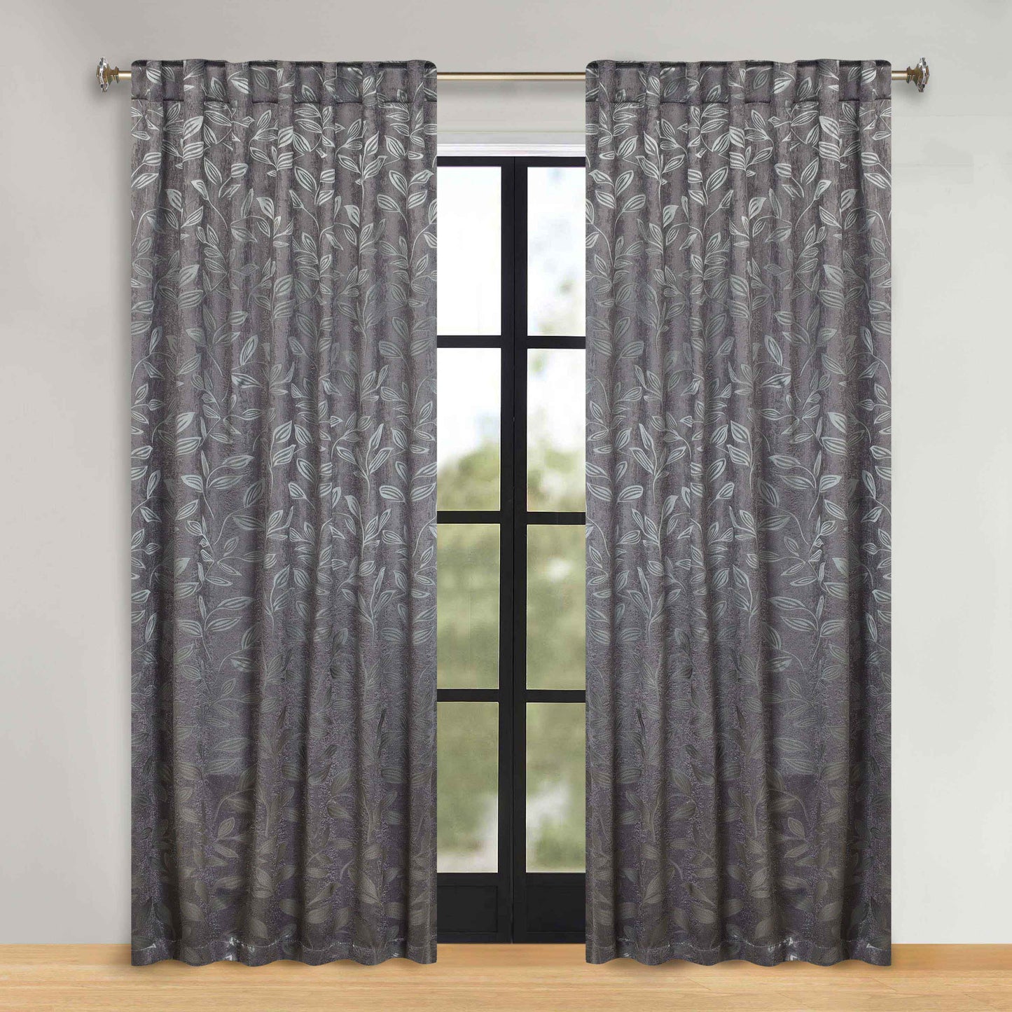 Leaves Room Darkening Back Tabs Blackout Curtain Panels. Set of 2