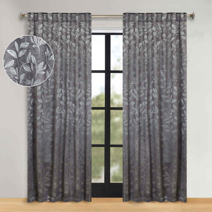 Leaves Room Darkening Back Tabs Blackout Curtain Panels. Set of 2