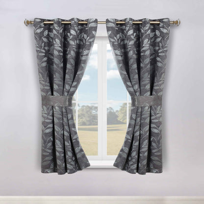 Leaves Room Darkening Washable Blackout Curtain Panels. Set of 2