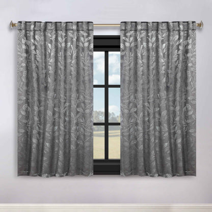 Leaves Room Darkening Back Tabs Blackout Curtain Panels. Set of 2