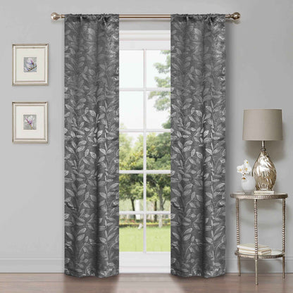 Leaves Room Darkening Washable Blackout Curtain Panels. Set of 2