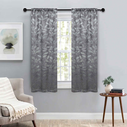 Leaves Room Darkening Washable Blackout Curtain Panels. Set of 2