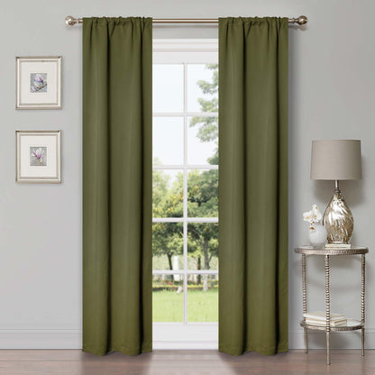 Solid Machine Washable Room Darkening Blackout Curtains. Set of 2