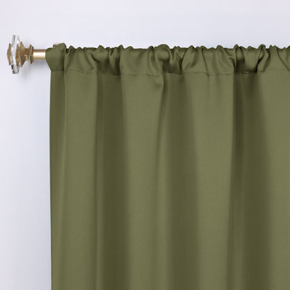 Solid Room Darkening Rod Pocket Blackout Curtain Panels. Set of 2