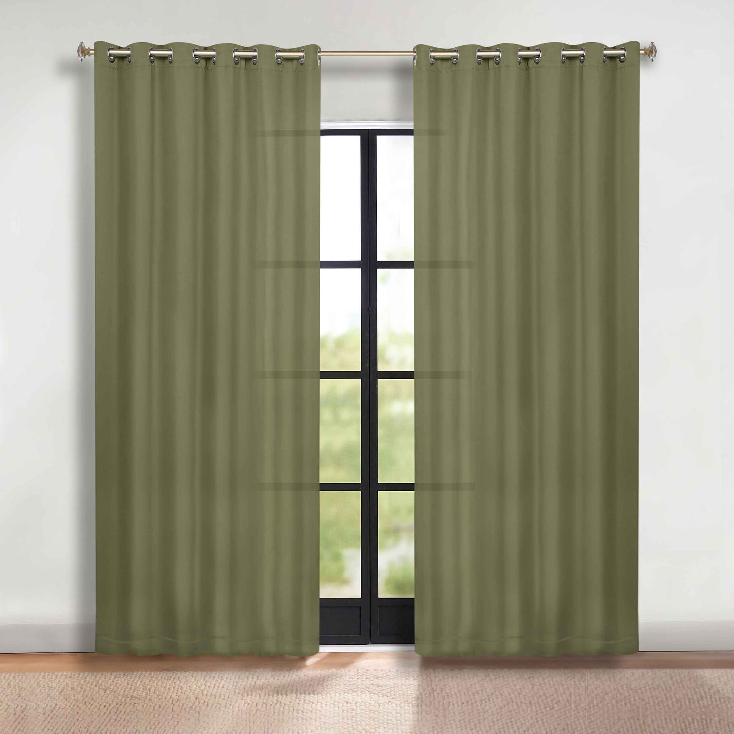 Classic Modern Solid Room Darkening Blackout Curtain Panels. Set of 2