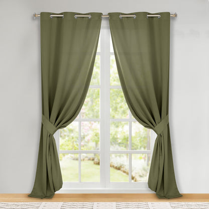 Classic Modern Solid Room Darkening Blackout Curtain Panels. Set of 2