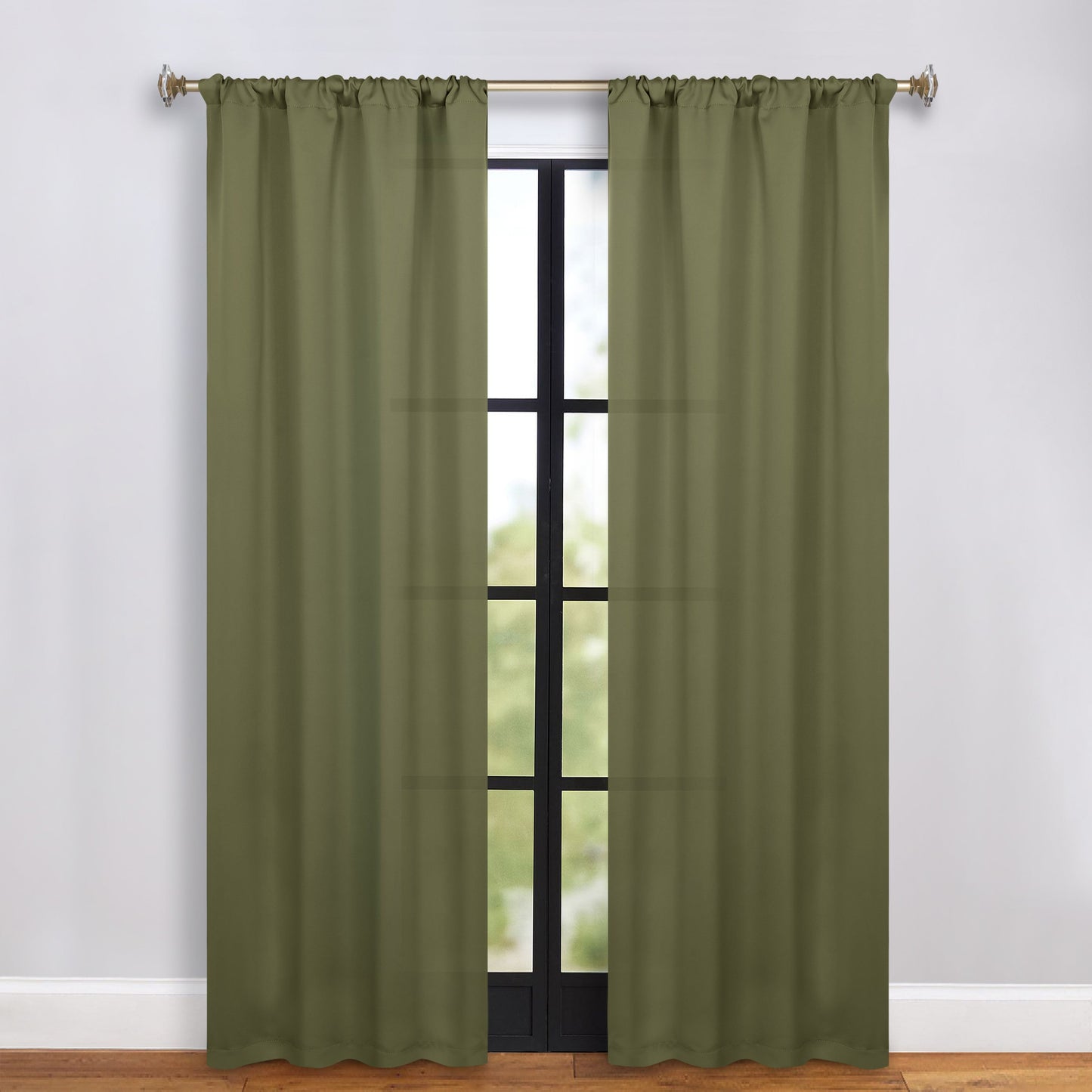 Solid Room Darkening Rod Pocket Blackout Curtain Panels. Set of 2