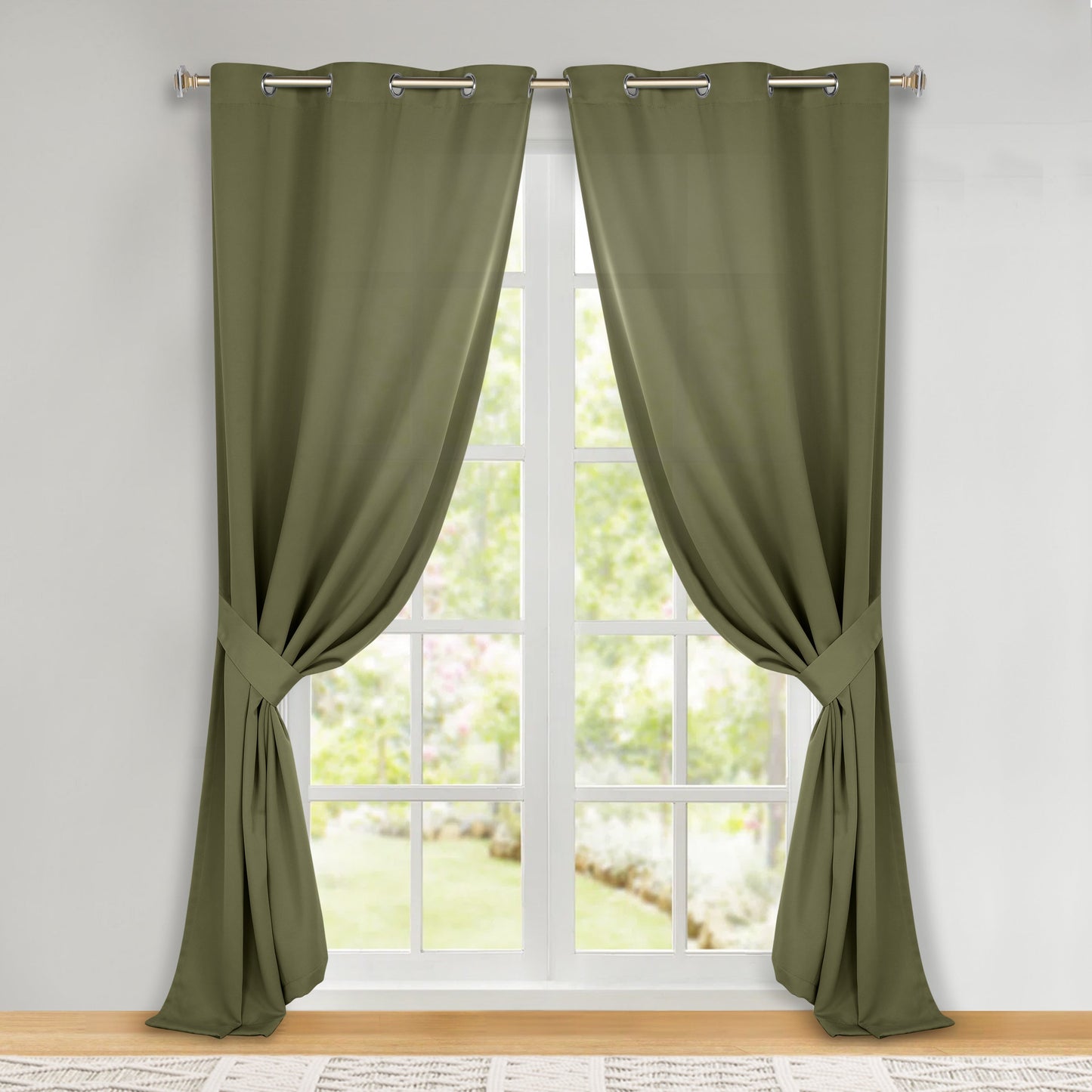 Classic Modern Solid Room Darkening Blackout Curtain Panels. Set of 2