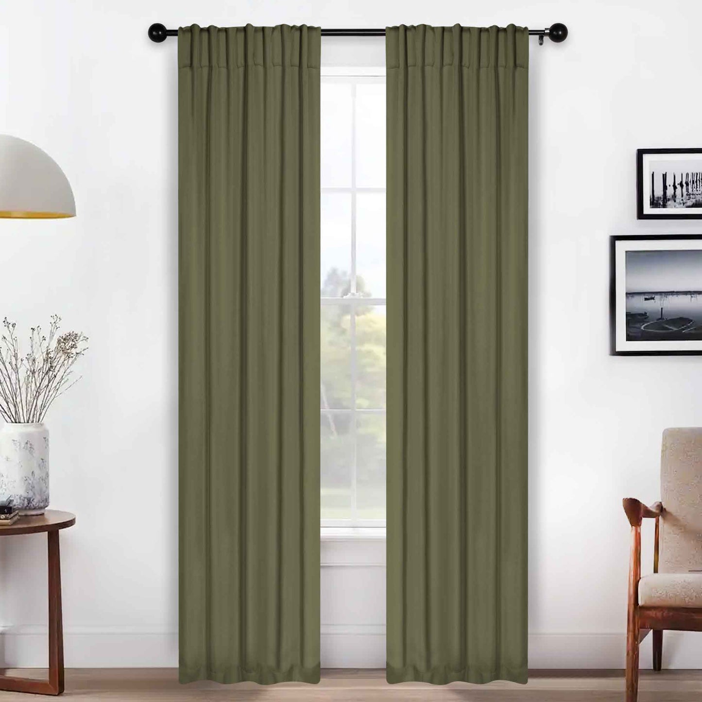 Solid Room Darkening Blackout Curtain Panels. Back Tabs. Set of 2