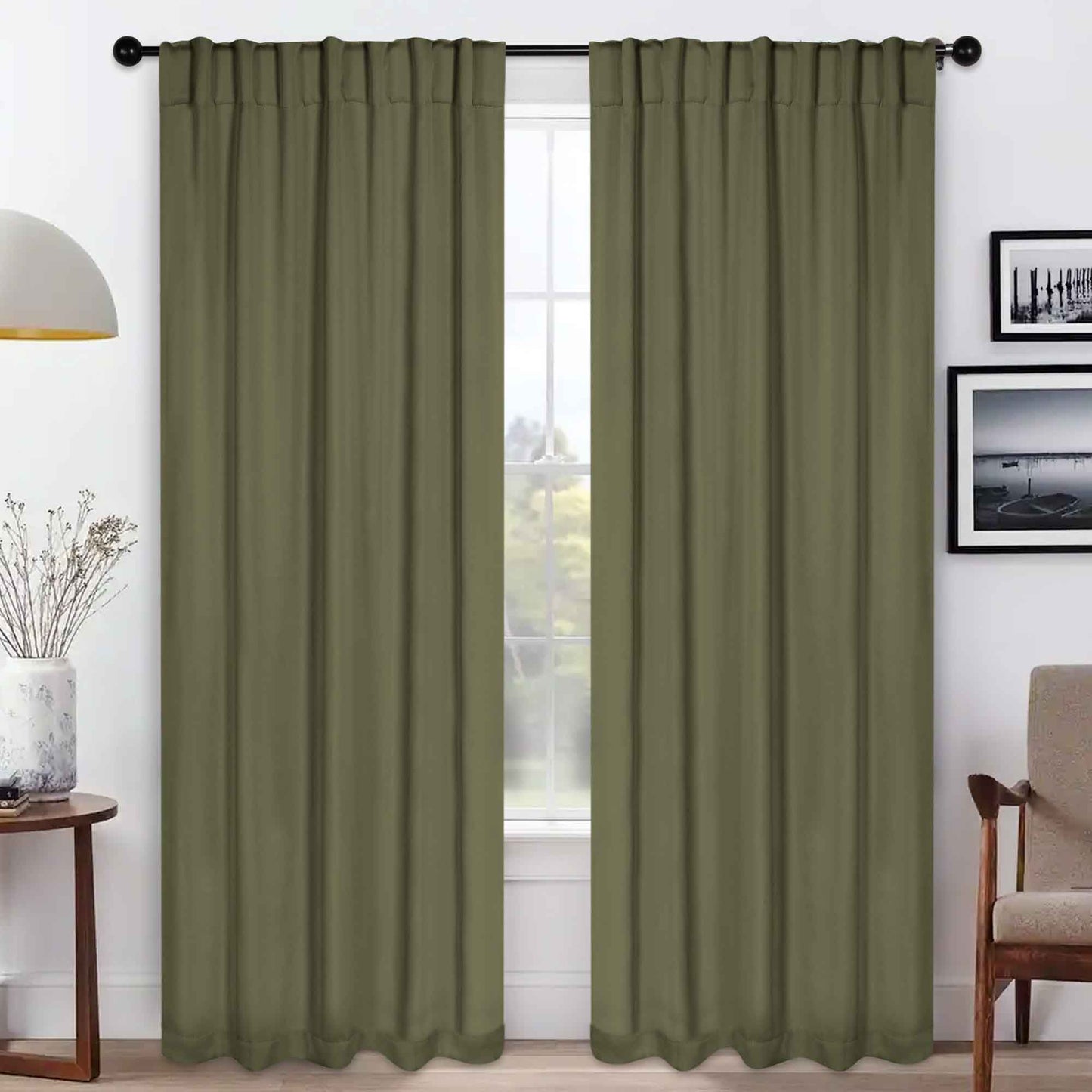 Solid Room Darkening Blackout Curtain Panels. Back Tabs. Set of 2
