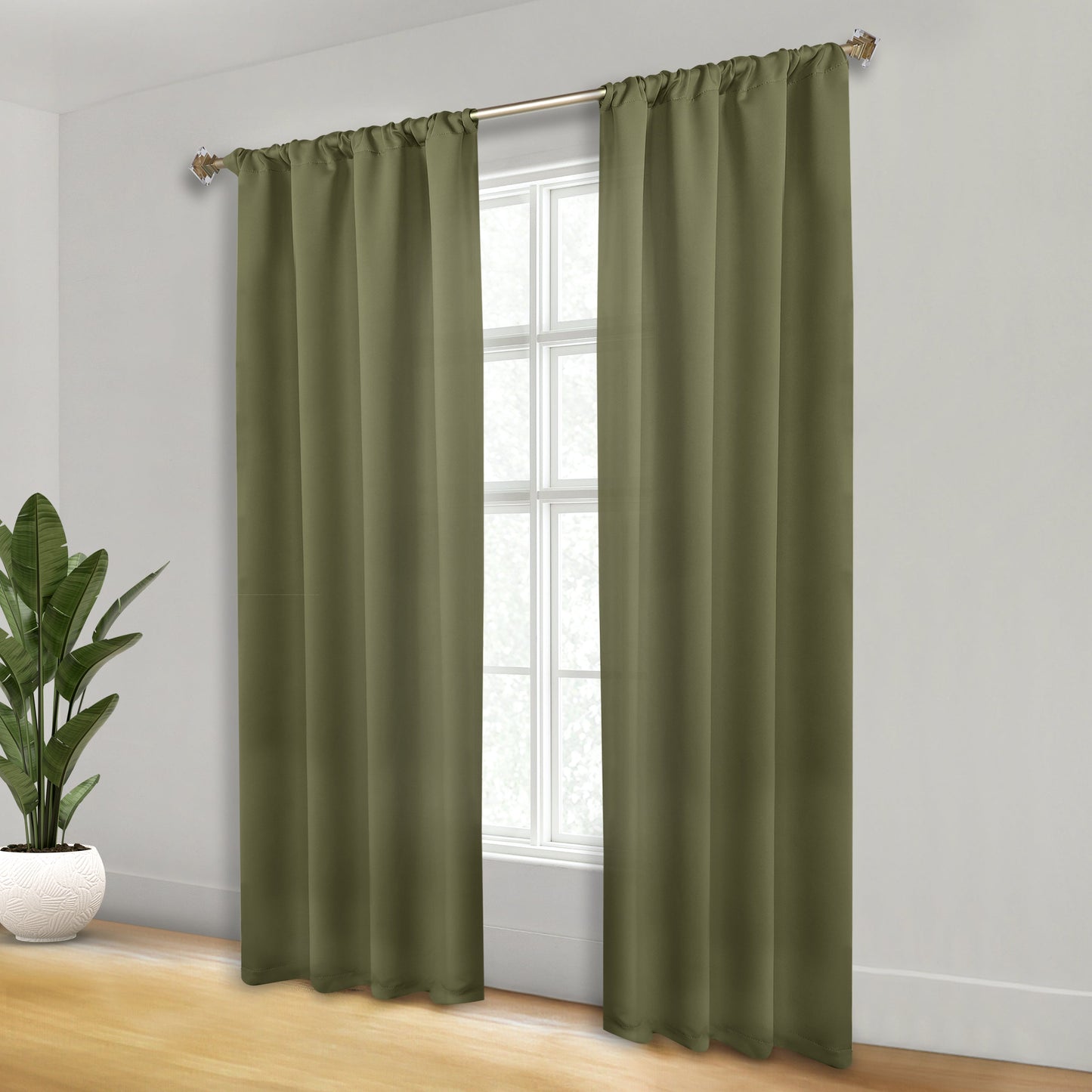 Solid Room Darkening Rod Pocket Blackout Curtain Panels. Set of 2