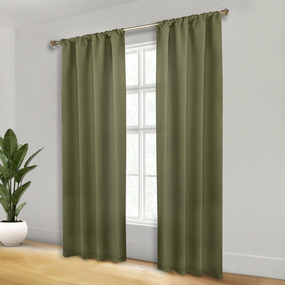 Solid Room Darkening Rod Pocket Blackout Curtain Panels. Set of 2