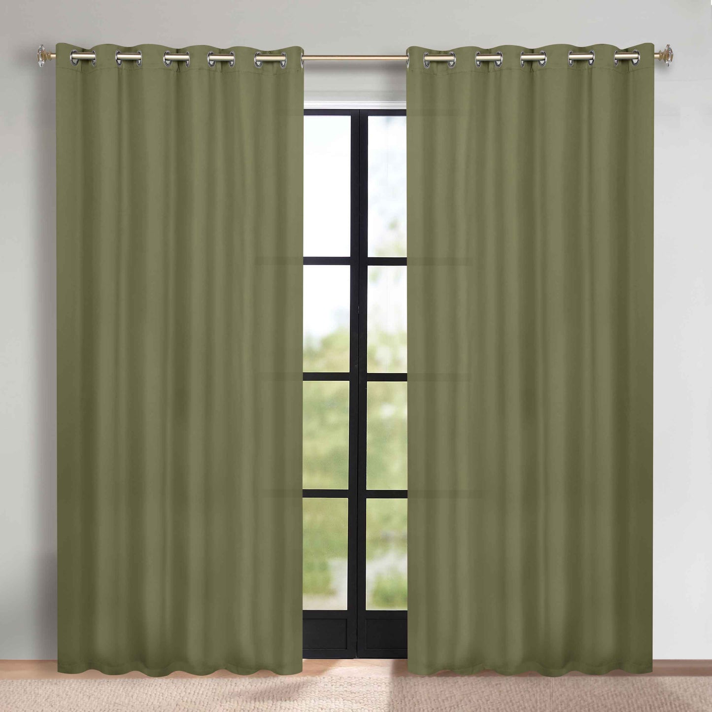 Classic Modern Solid Room Darkening Blackout Curtain Panels. Set of 2