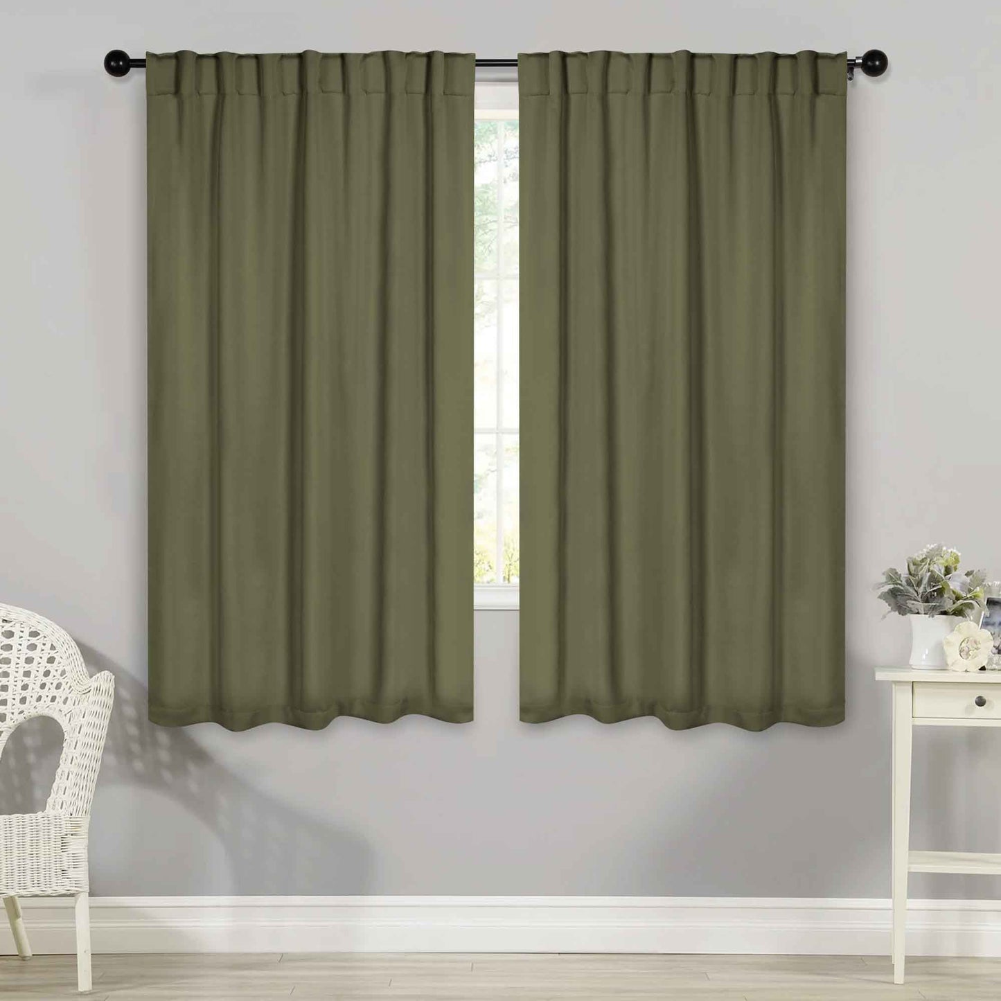 Solid Room Darkening Blackout Curtain Panels. Back Tabs. Set of 2