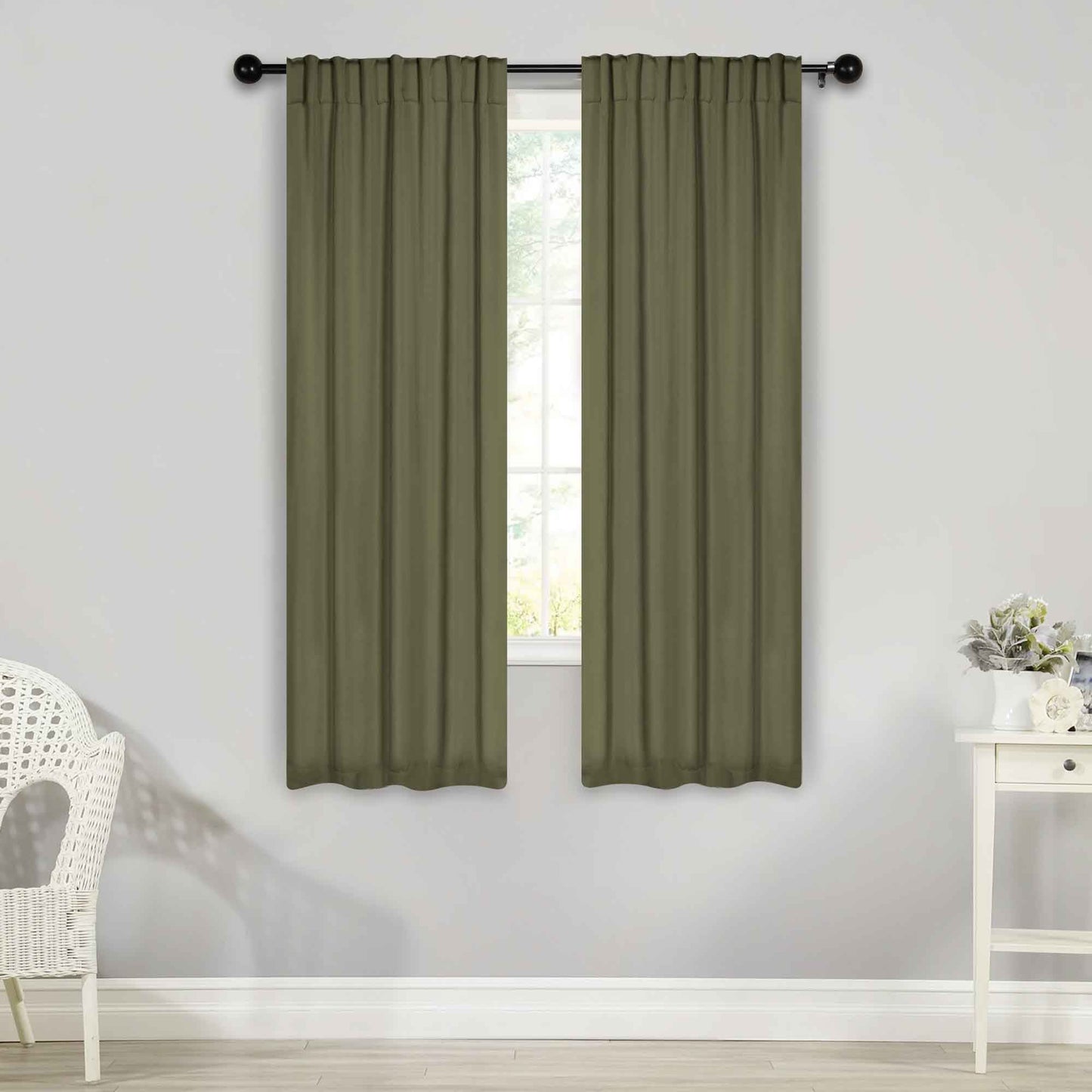 Solid Room Darkening Blackout Curtain Panels. Back Tabs. Set of 2