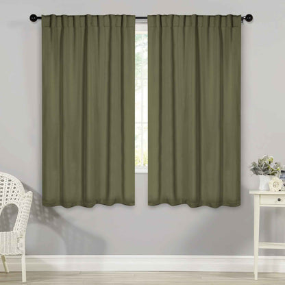 Solid Room Darkening Blackout Curtain Panels. Back Tabs. Set of 2