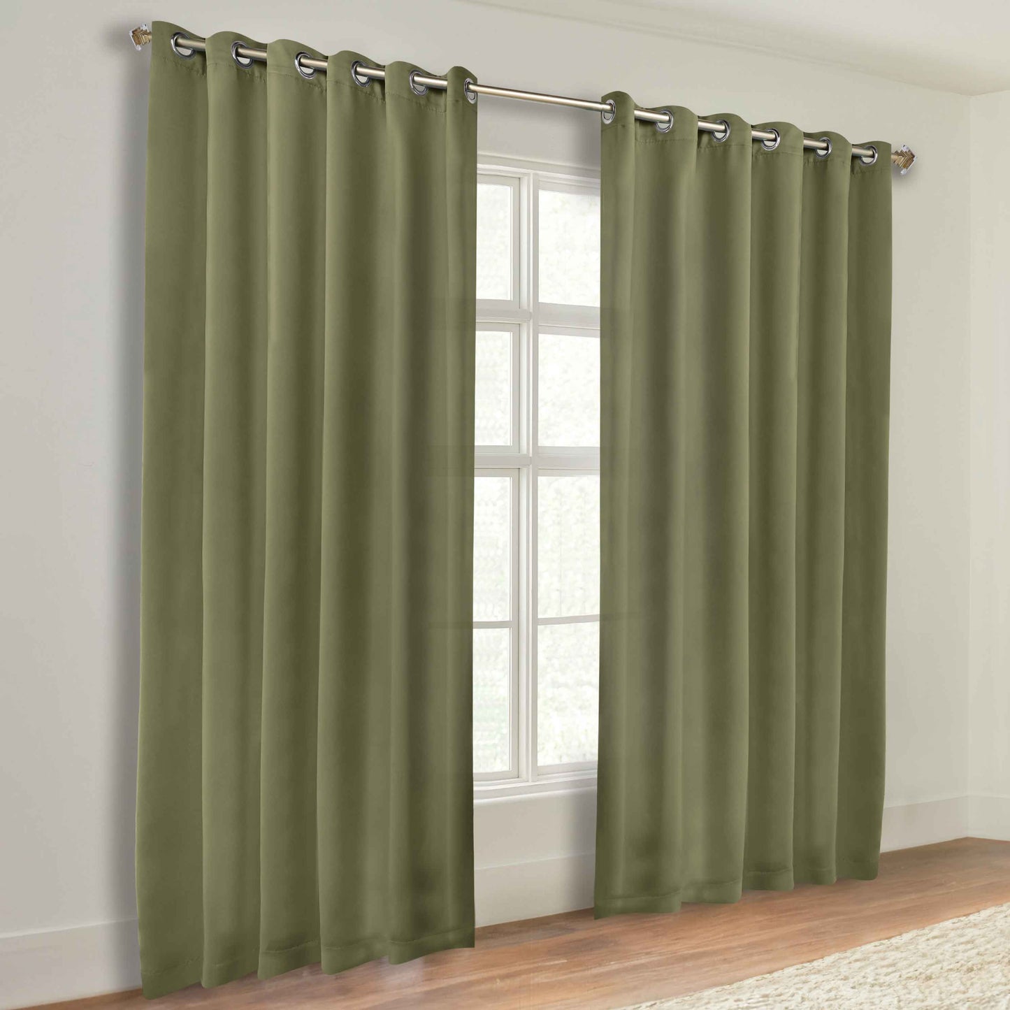 Classic Modern Solid Room Darkening Blackout Curtain Panels. Set of 2