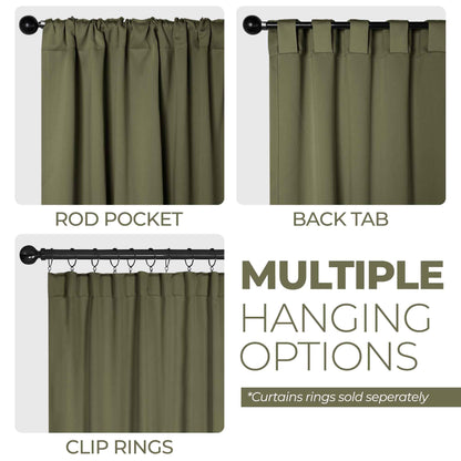 Solid Room Darkening Blackout Curtain Panels. Back Tabs. Set of 2