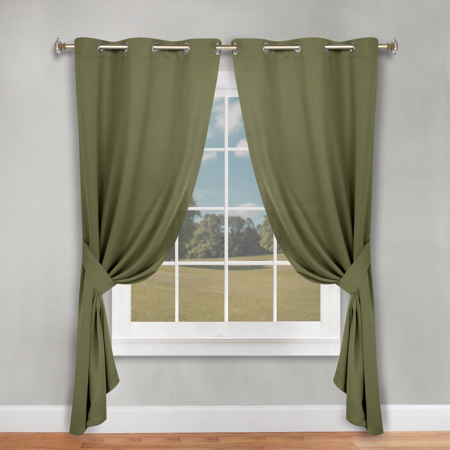 Classic Modern Solid Room Darkening Blackout Curtain Panels. Set of 2