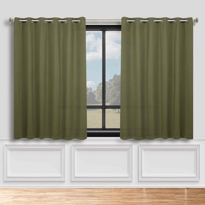 Classic Modern Solid Room Darkening Blackout Curtain Panels. Set of 2