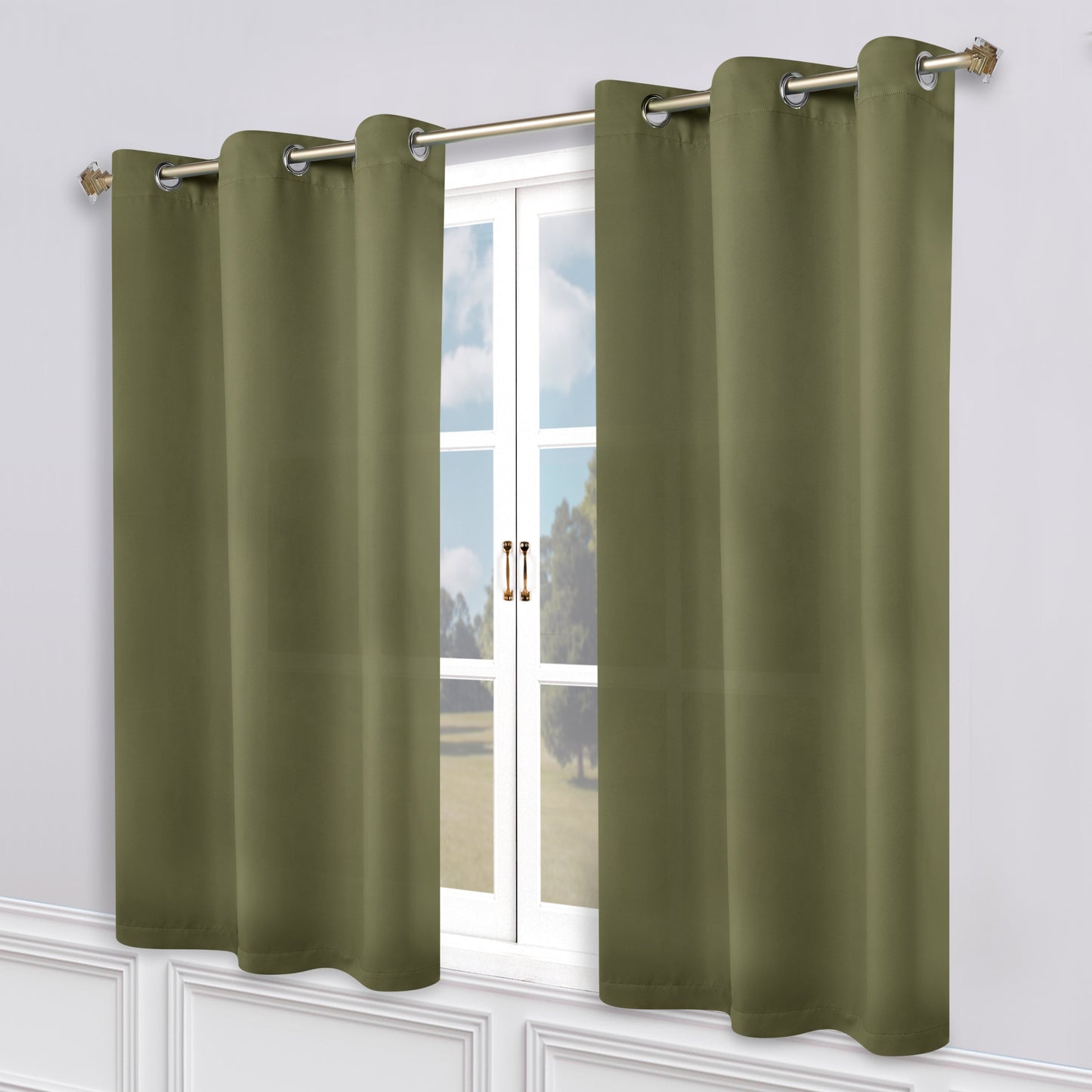 Classic Modern Solid Room Darkening Blackout Curtain Panels. Set of 2