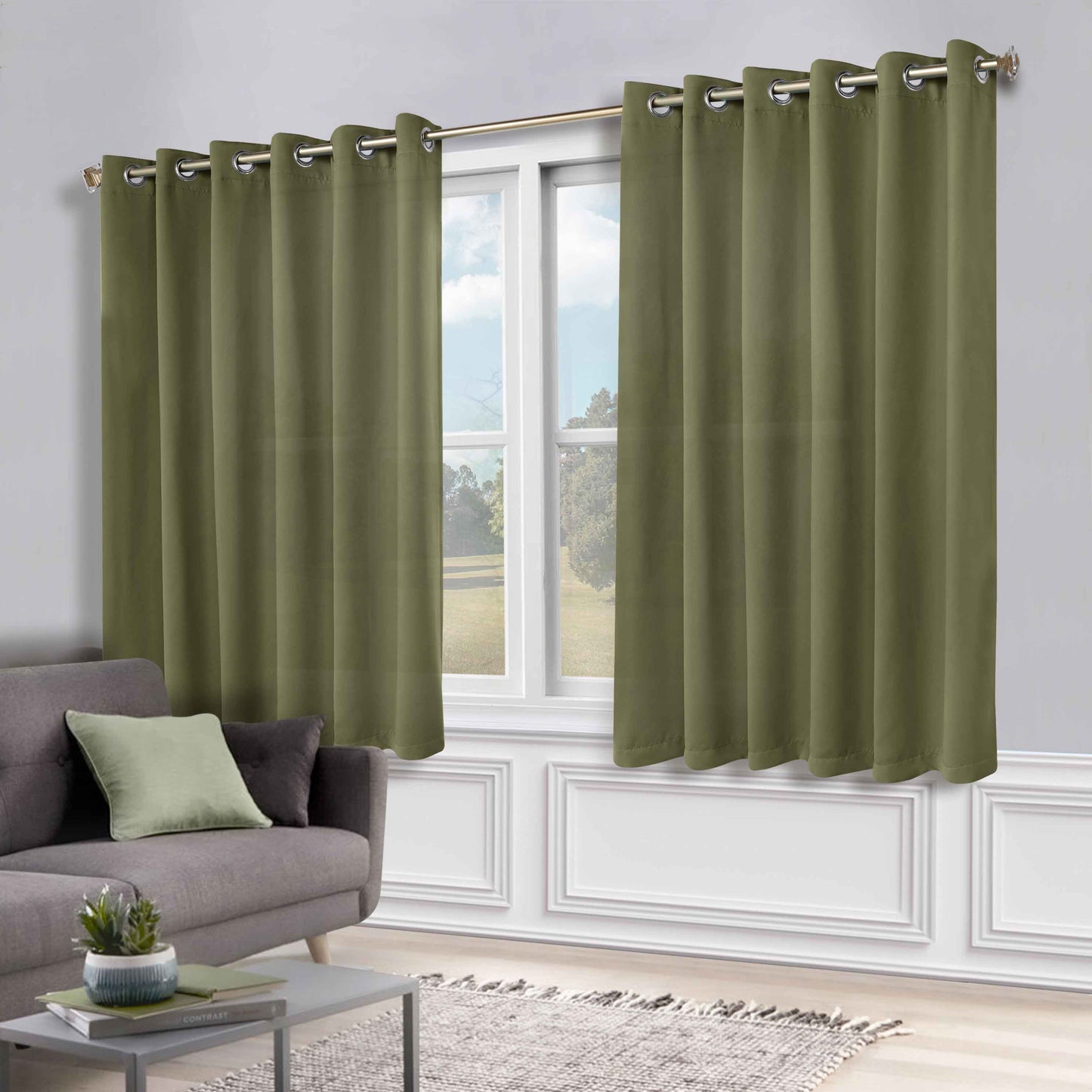 Classic Modern Solid Room Darkening Blackout Curtain Panels. Set of 2