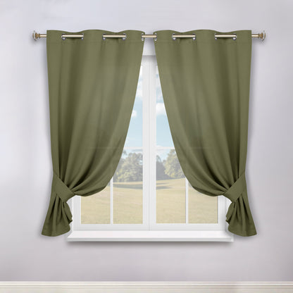 Classic Modern Solid Room Darkening Blackout Curtain Panels. Set of 2