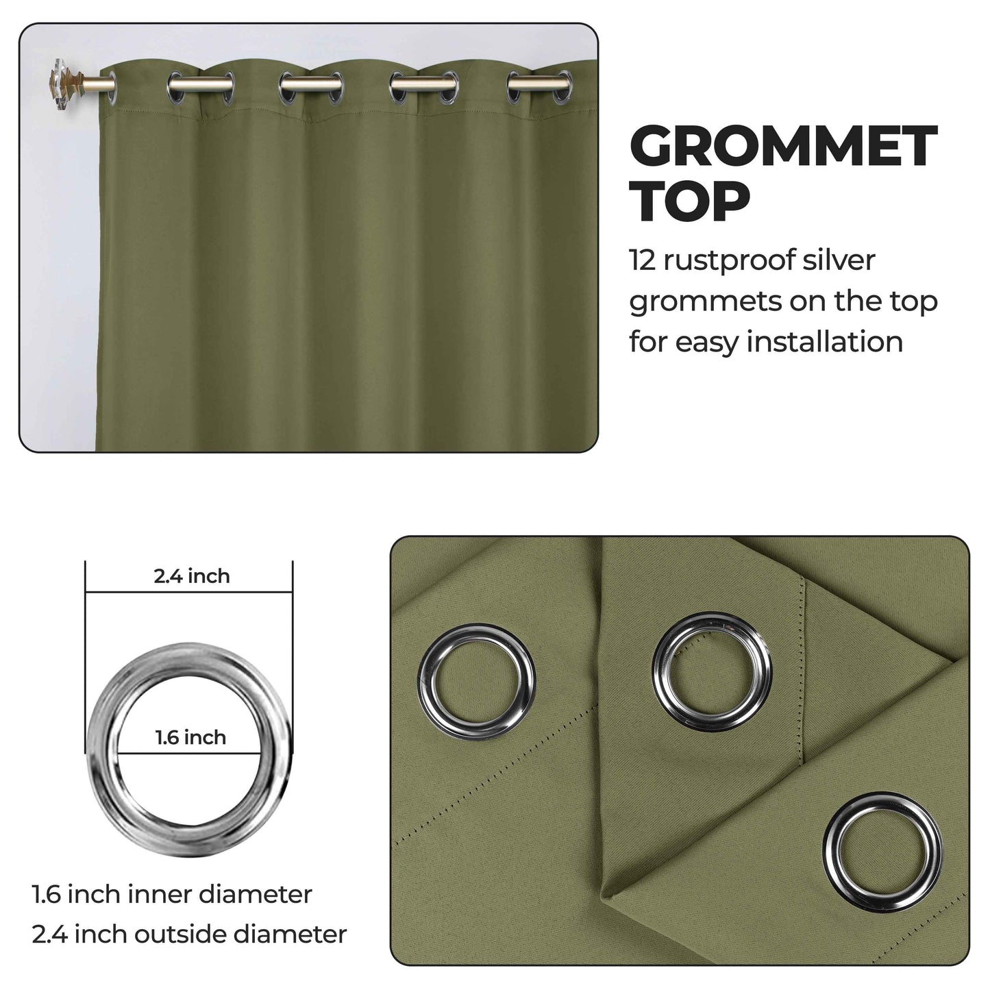 Classic Modern Solid Room Darkening Blackout Curtain Panels. Set of 2