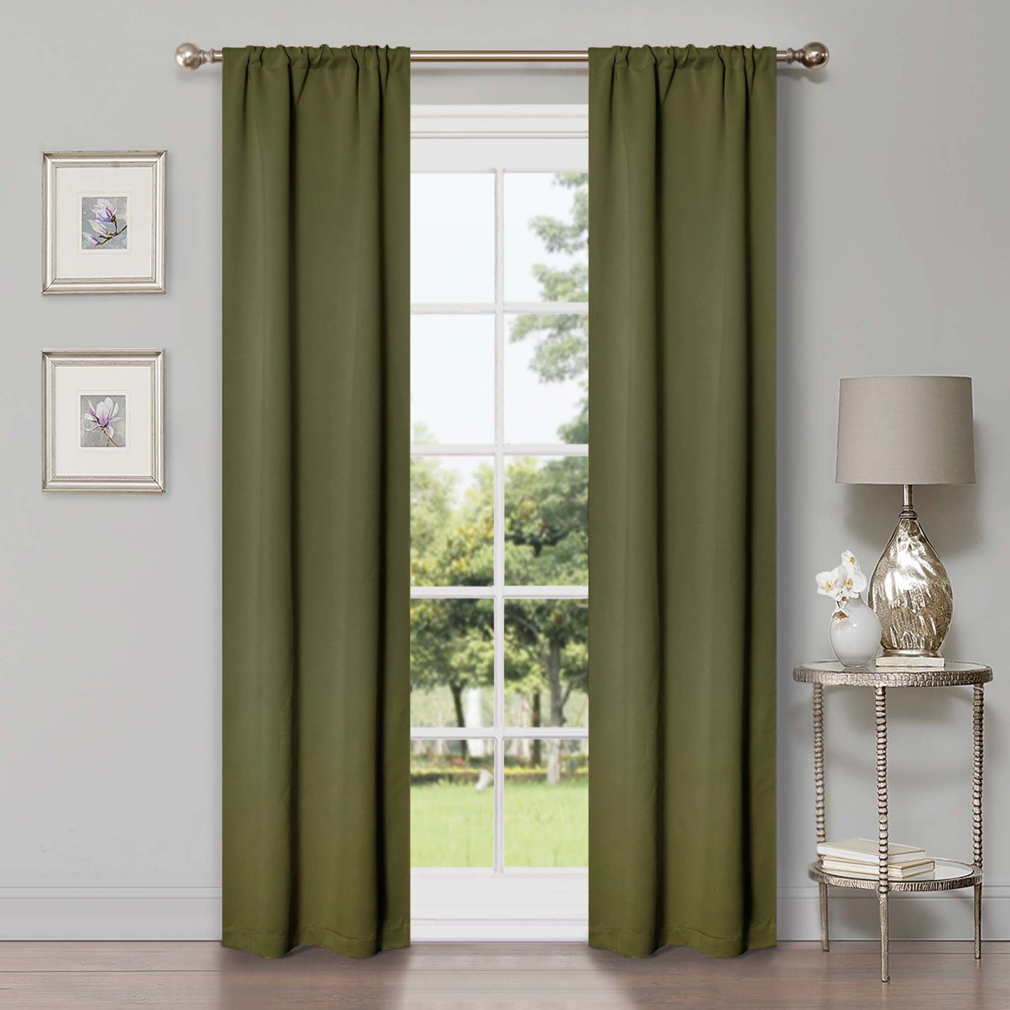 Solid Room Darkening Rod Pocket Blackout Curtain Panels. Set of 2