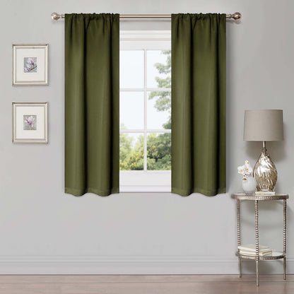 Solid Room Darkening Rod Pocket Blackout Curtain Panels. Set of 2