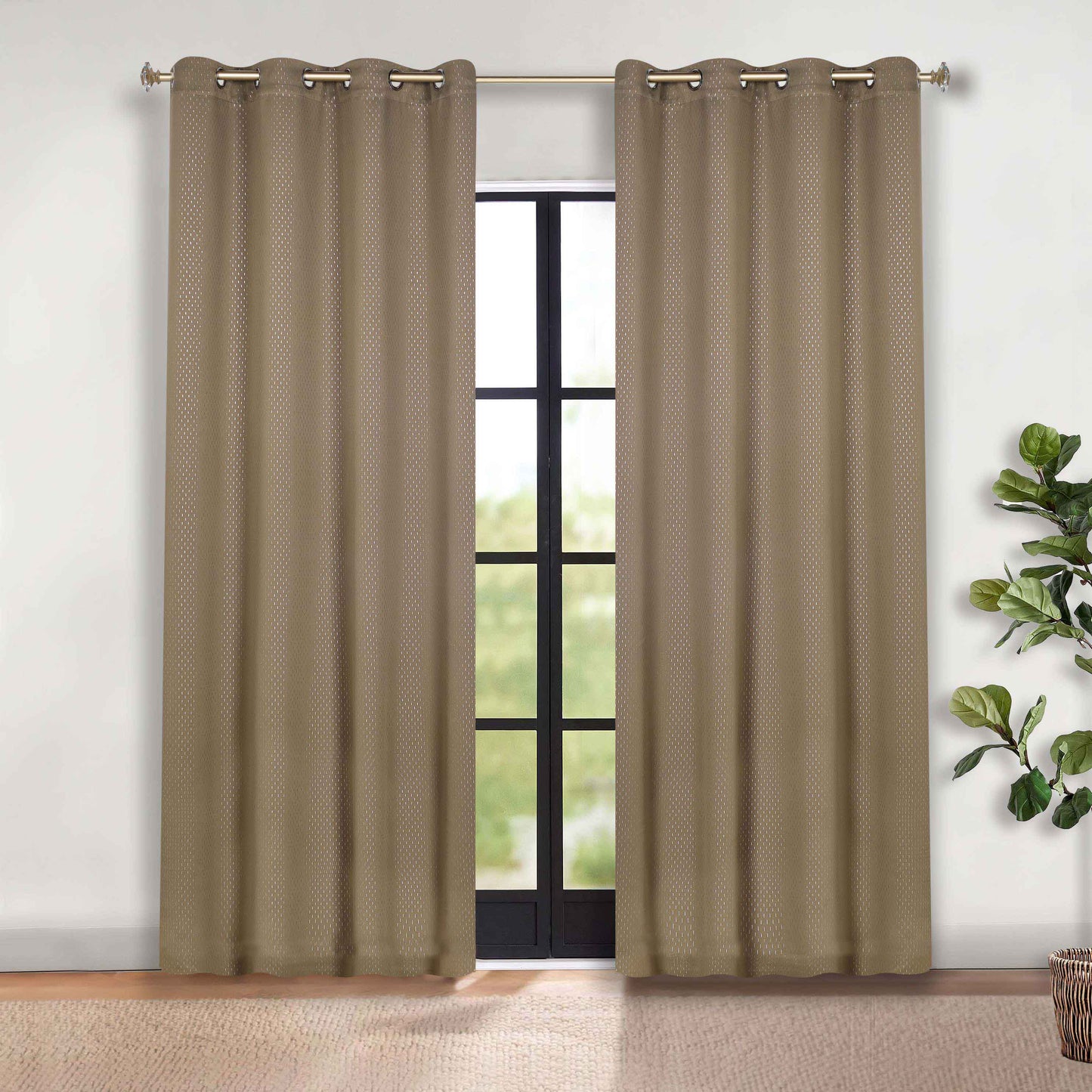Modern Shimmer Washable Room Darkening Blackout Curtains. Set of 2