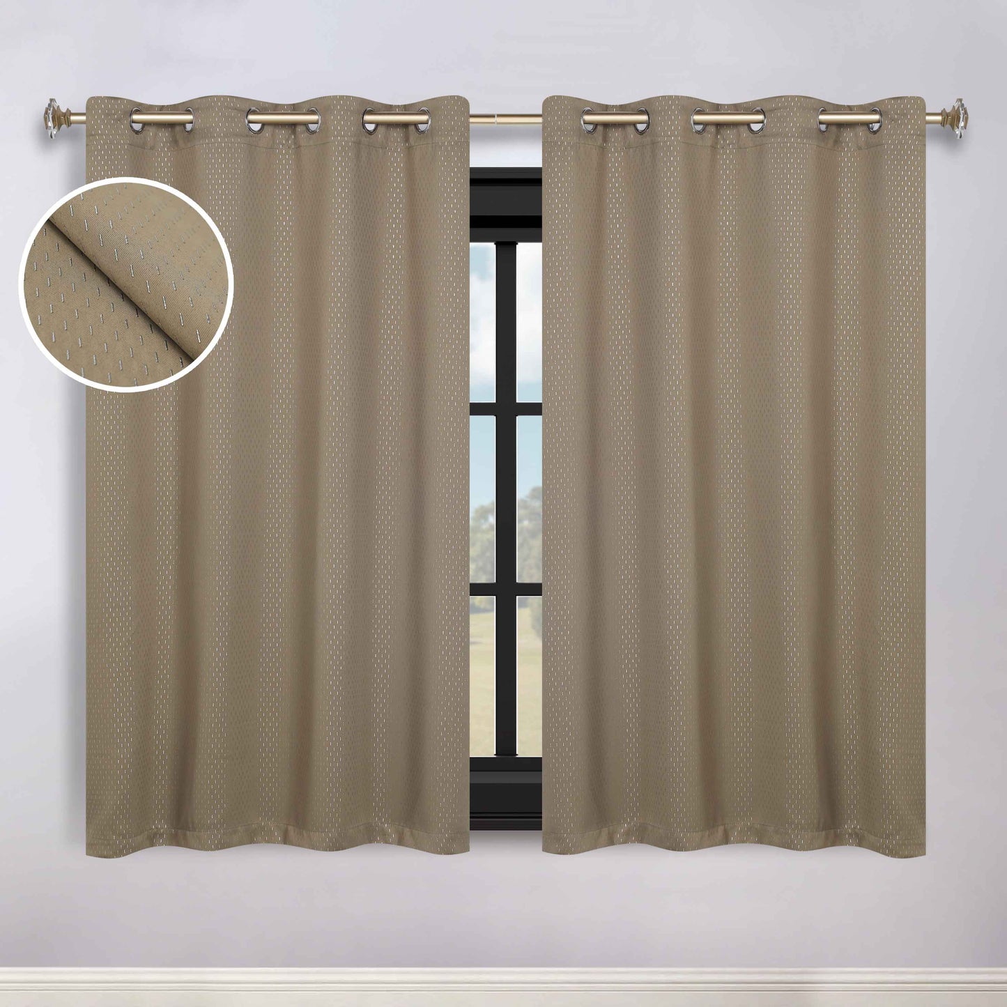 Modern Shimmer Washable Room Darkening Blackout Curtains. Set of 2