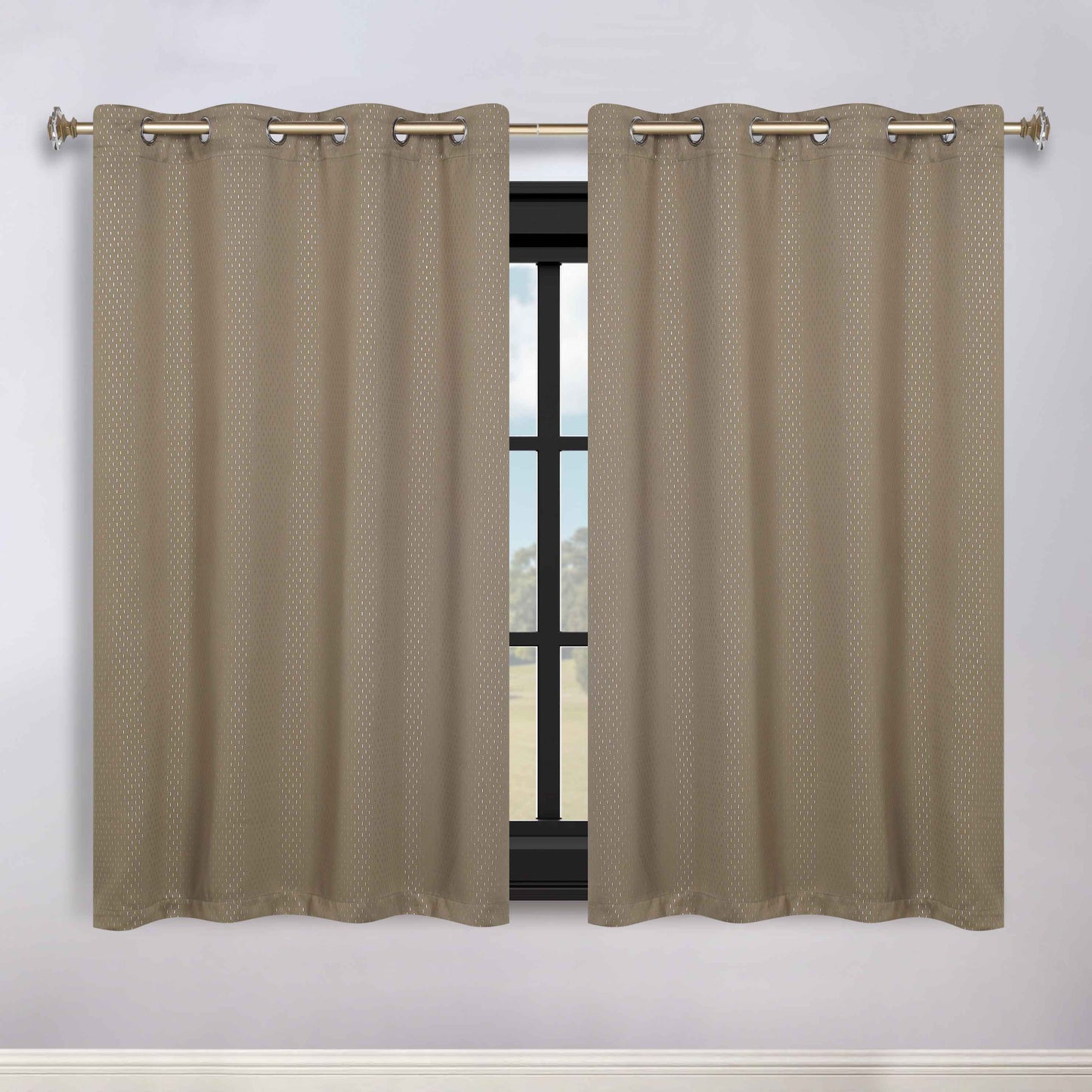 Modern Shimmer Washable Room Darkening Blackout Curtains. Set of 2