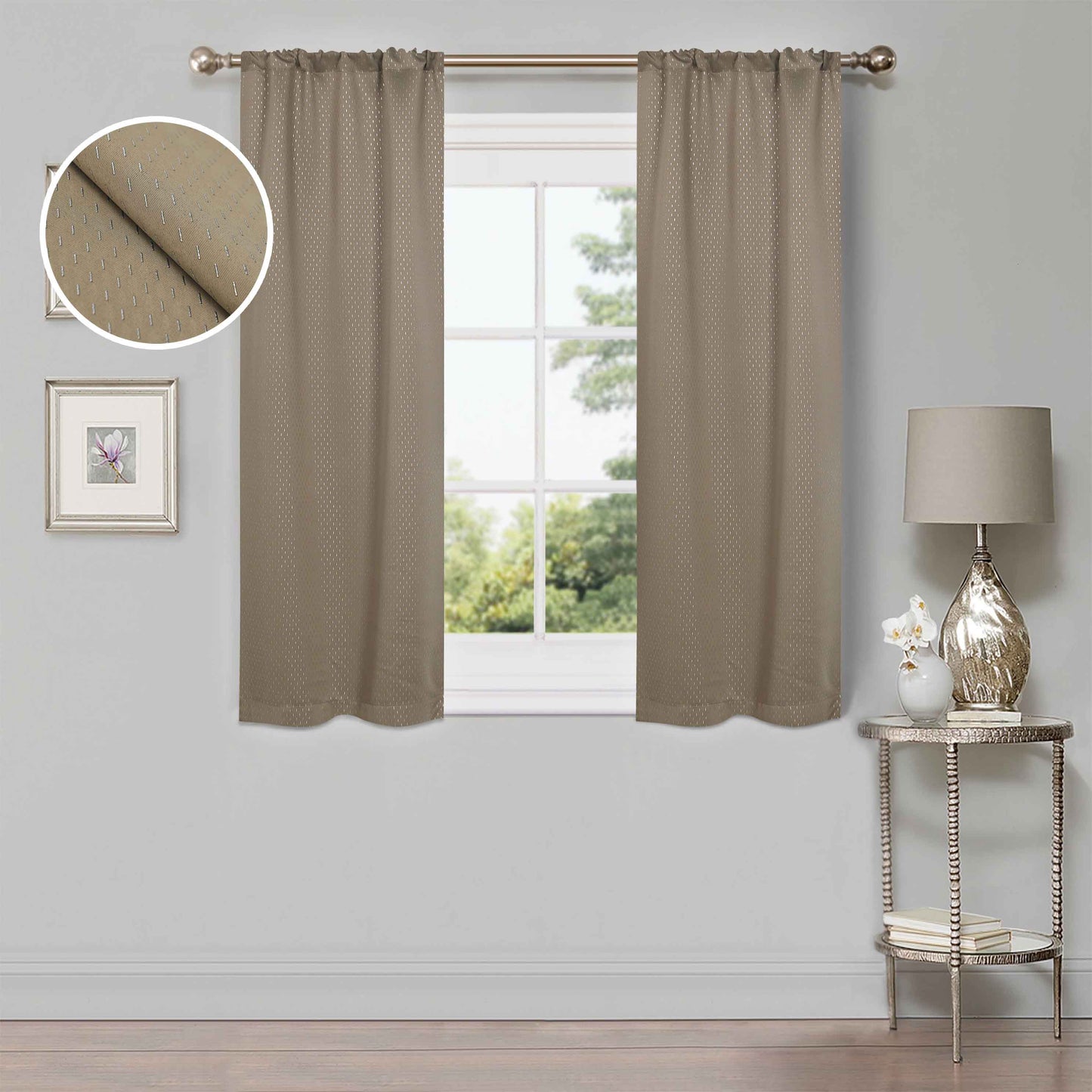 Modern Shimmer Washable Room Darkening Blackout Curtains. Set of 2