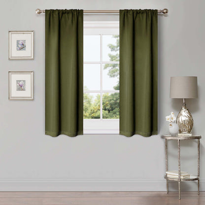 Solid Machine Washable Room Darkening Blackout Curtains. Set of 2