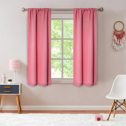 Solid Machine Washable Room Darkening Blackout Curtains. Set of 2