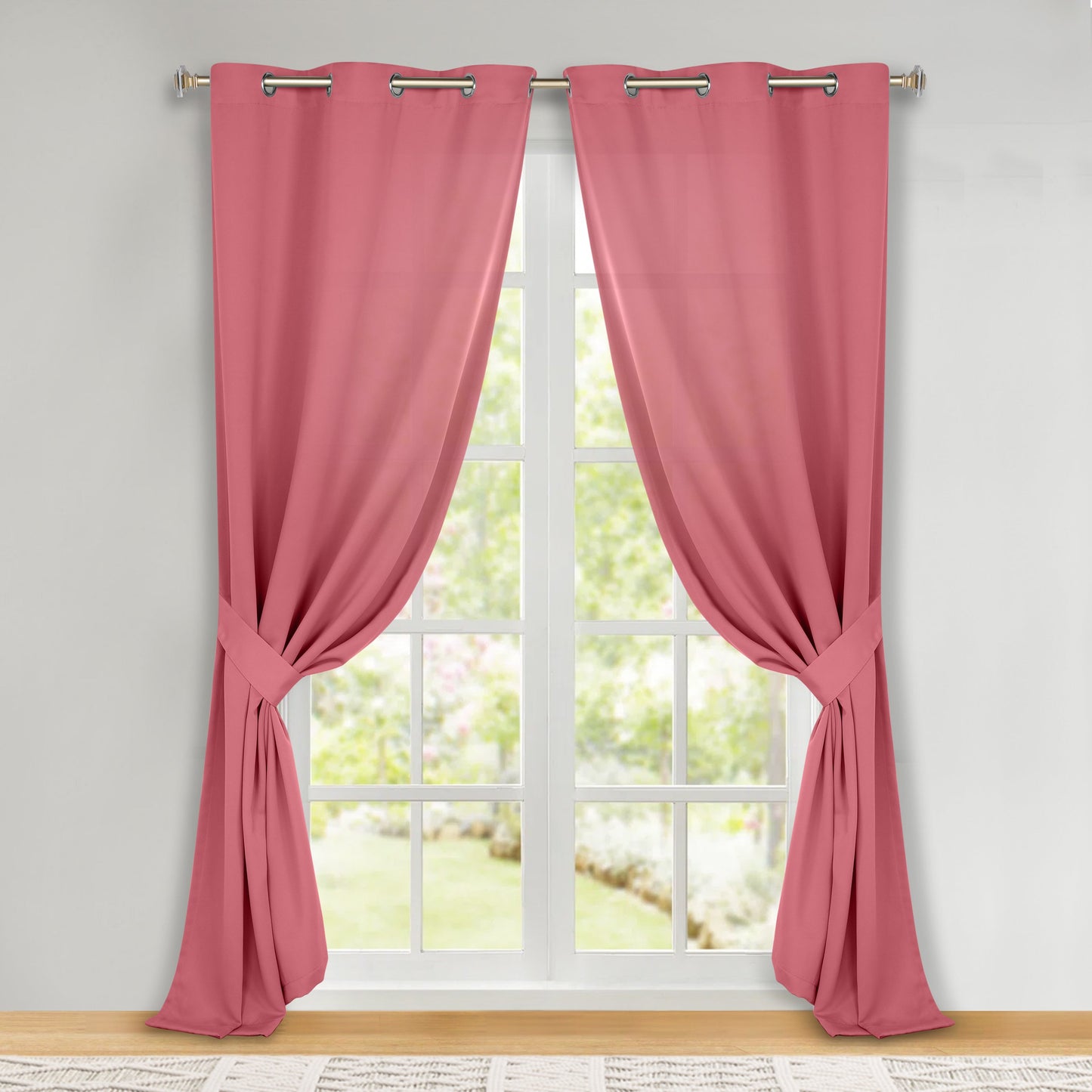 Classic Modern Solid Room Darkening Blackout Curtain Panels. Set of 2